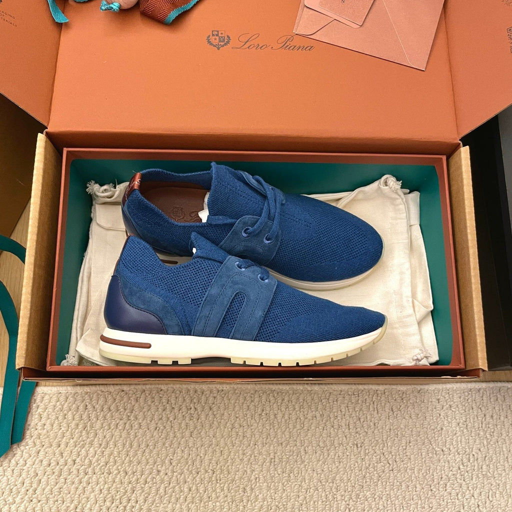 LP 26S BASIC 360 FLEXY WALK SNEAKER IN DARK BLUE FABRICS AND CALFSKIN