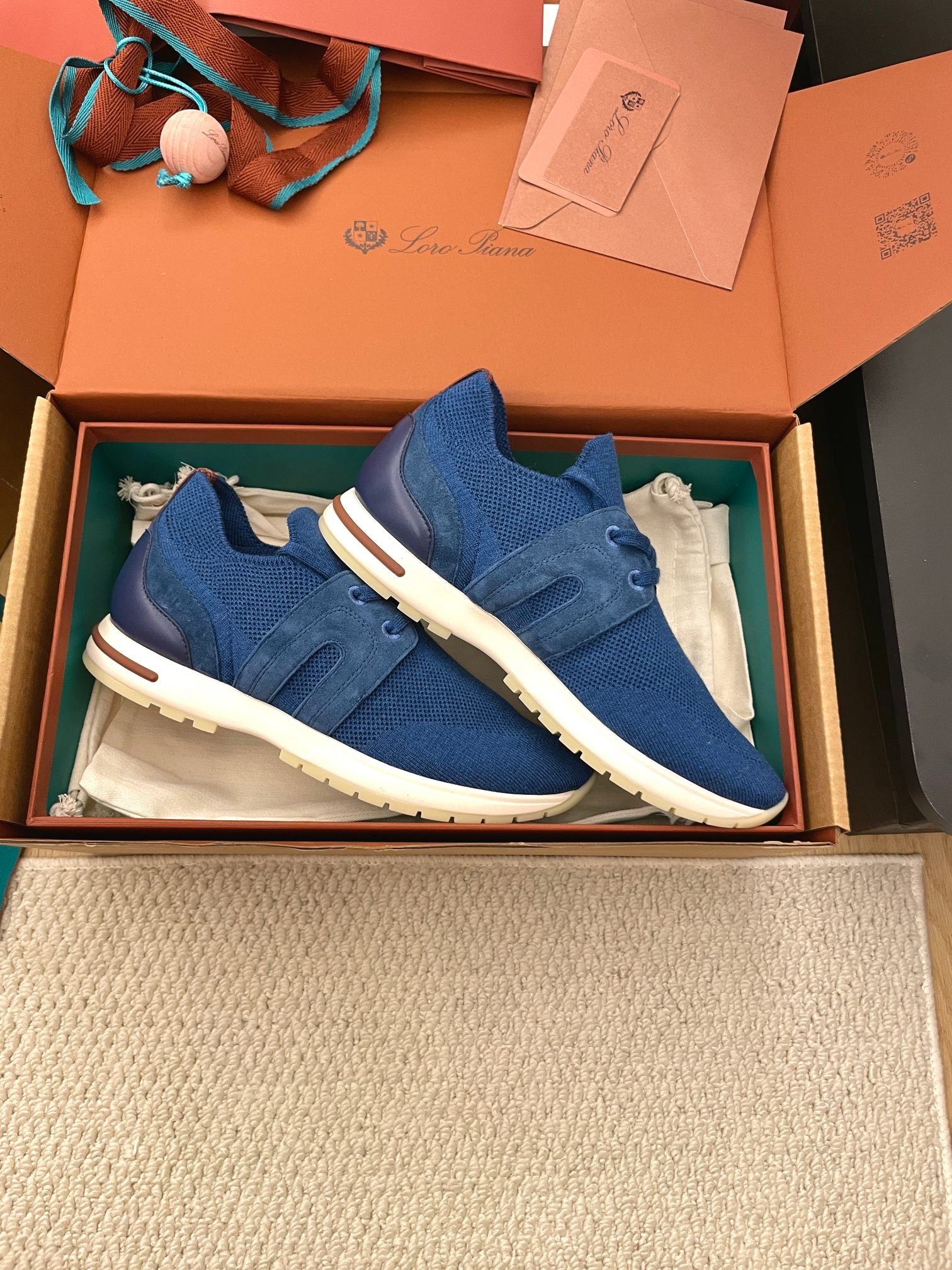 LP 26S BASIC 360 FLEXY WALK SNEAKER IN DARK BLUE FABRICS AND CALFSKIN