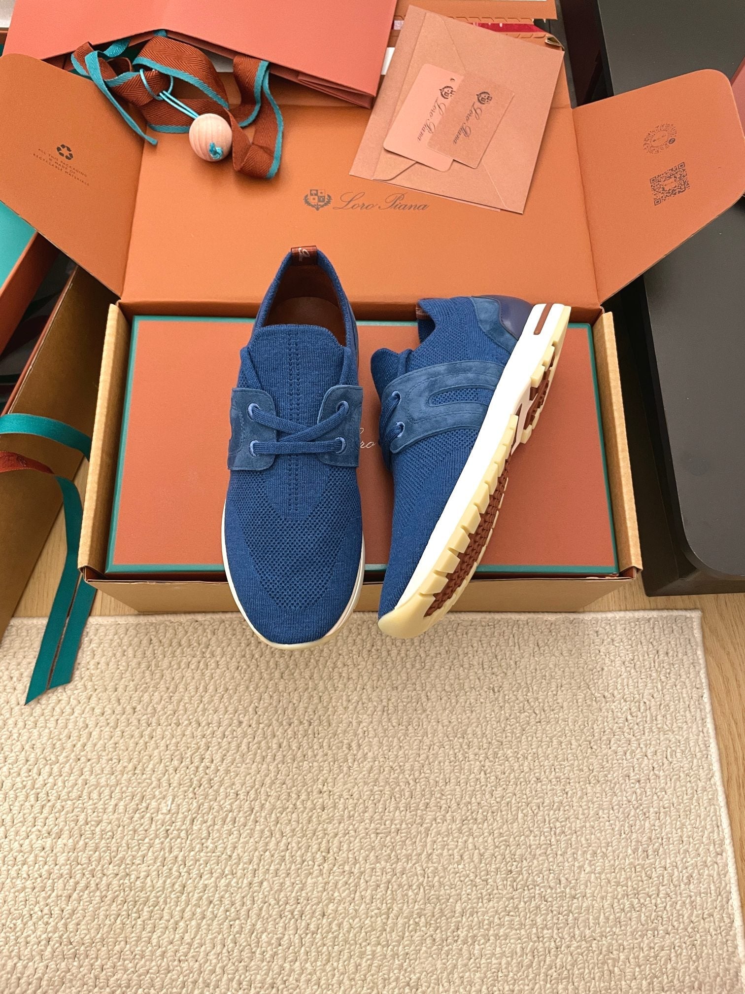 LP 26S BASIC 360 FLEXY WALK SNEAKER IN DARK BLUE FABRICS AND CALFSKIN