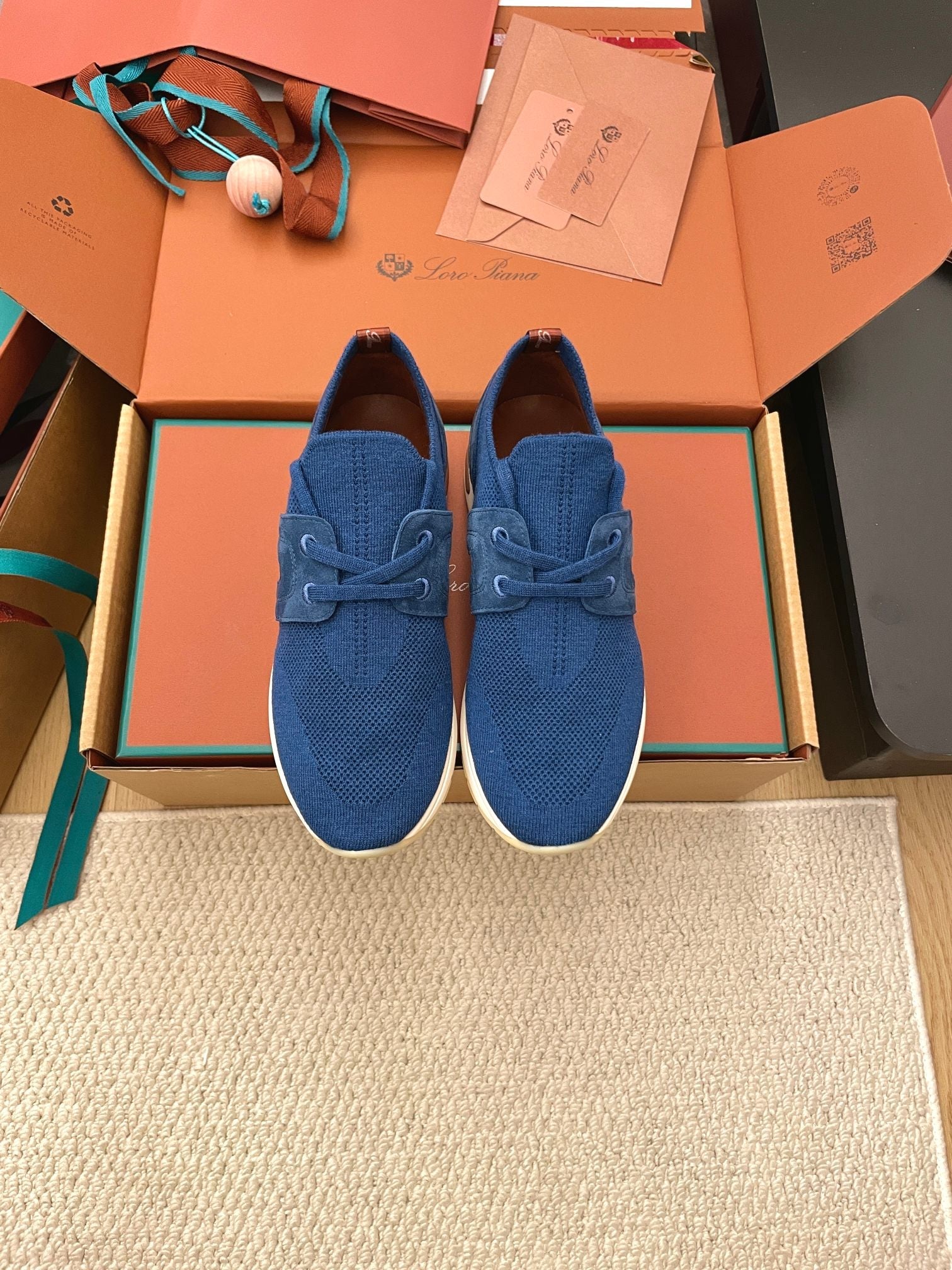 LP 26S BASIC 360 FLEXY WALK SNEAKER IN DARK BLUE FABRICS AND CALFSKIN