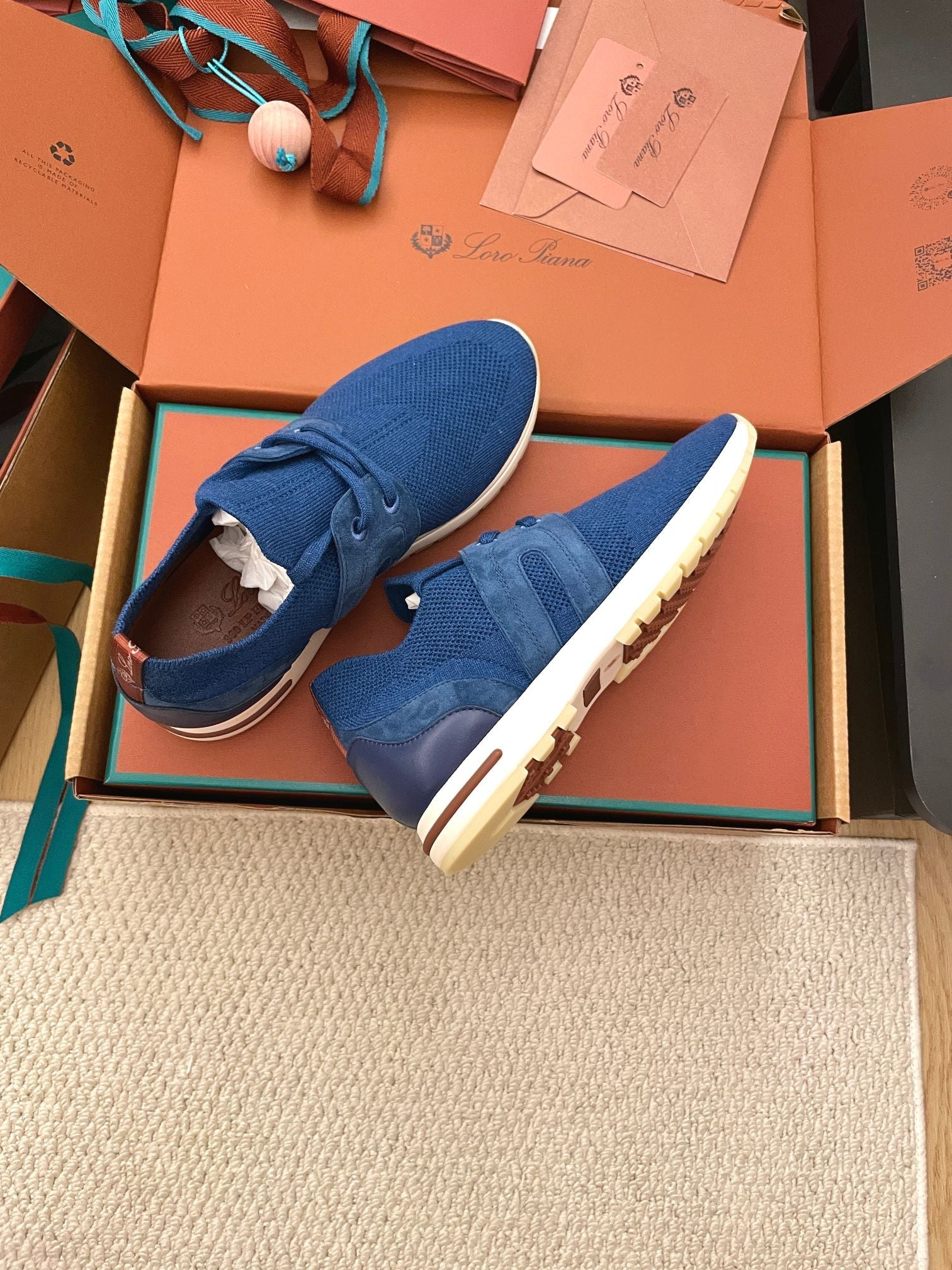LP 26S BASIC 360 FLEXY WALK SNEAKER IN DARK BLUE FABRICS AND CALFSKIN