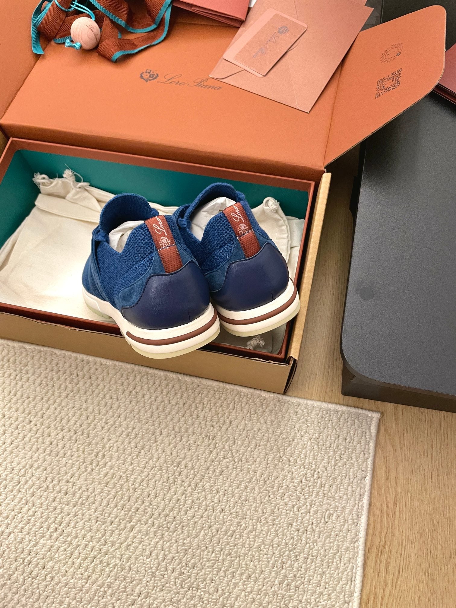 LP 26S BASIC 360 FLEXY WALK SNEAKER IN DARK BLUE FABRICS AND CALFSKIN