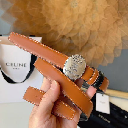 CELINE 26S BELT 25 MM IN BROWN CALFSKIN 672300