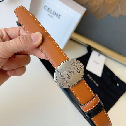 CELINE 26S BELT 25 MM IN BROWN CALFSKIN 672300