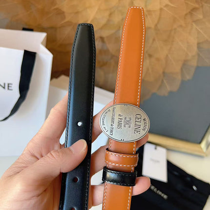 CELINE 26S BELT 25 MM IN BROWN CALFSKIN 672300