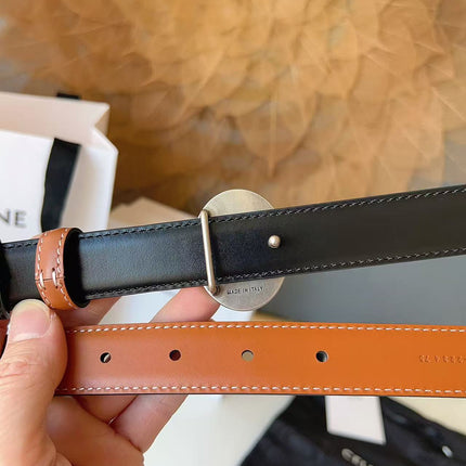 CELINE 26S BELT 25 MM IN BROWN CALFSKIN 672300