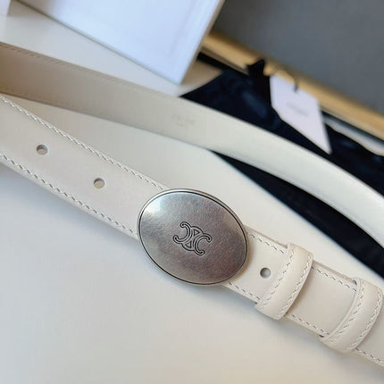 CELINE 26S BELT 25 MM IN WHITE CALFSKIN 672302