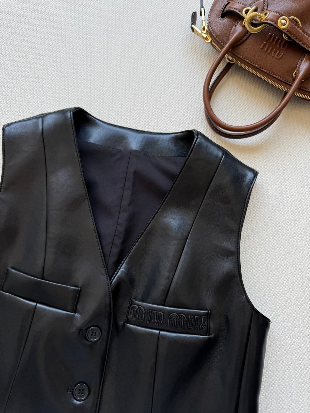 MIUMIU LEATHER VEST STYLE 728