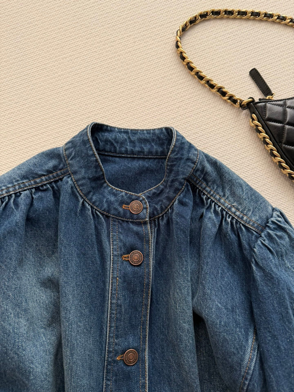 CHLOE JACKET PUFFED SLEEVES IN DENIM