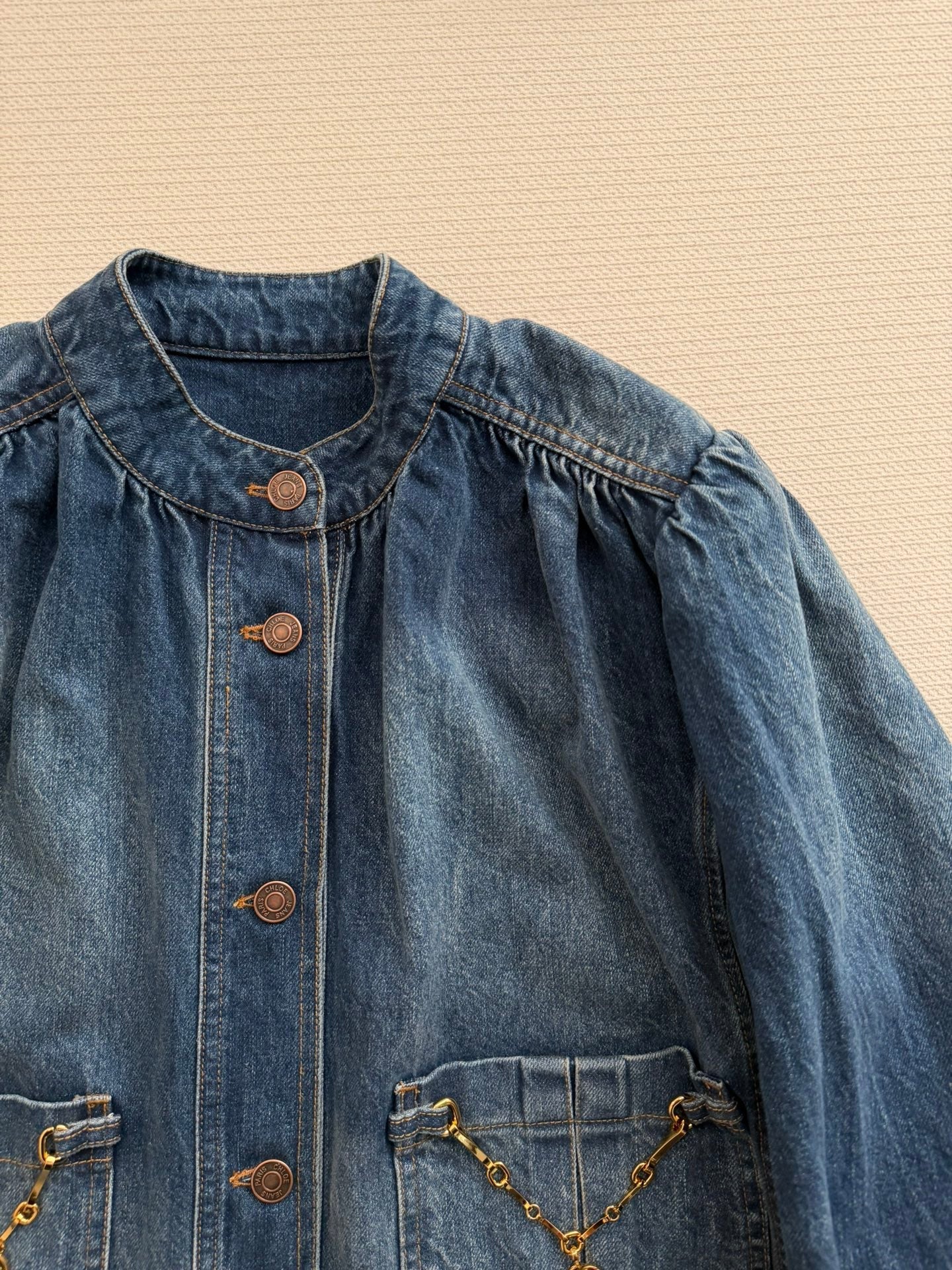 CHLOE JACKET PUFFED SLEEVES IN DENIM