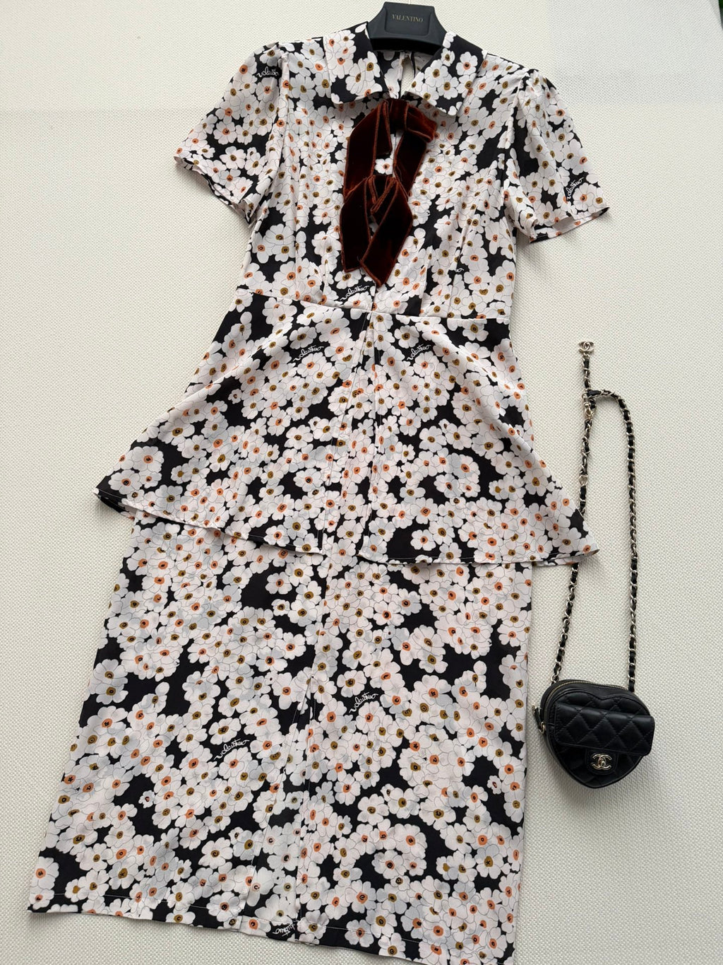 VALENTINO 26S PRINTED SILK DRESS 214