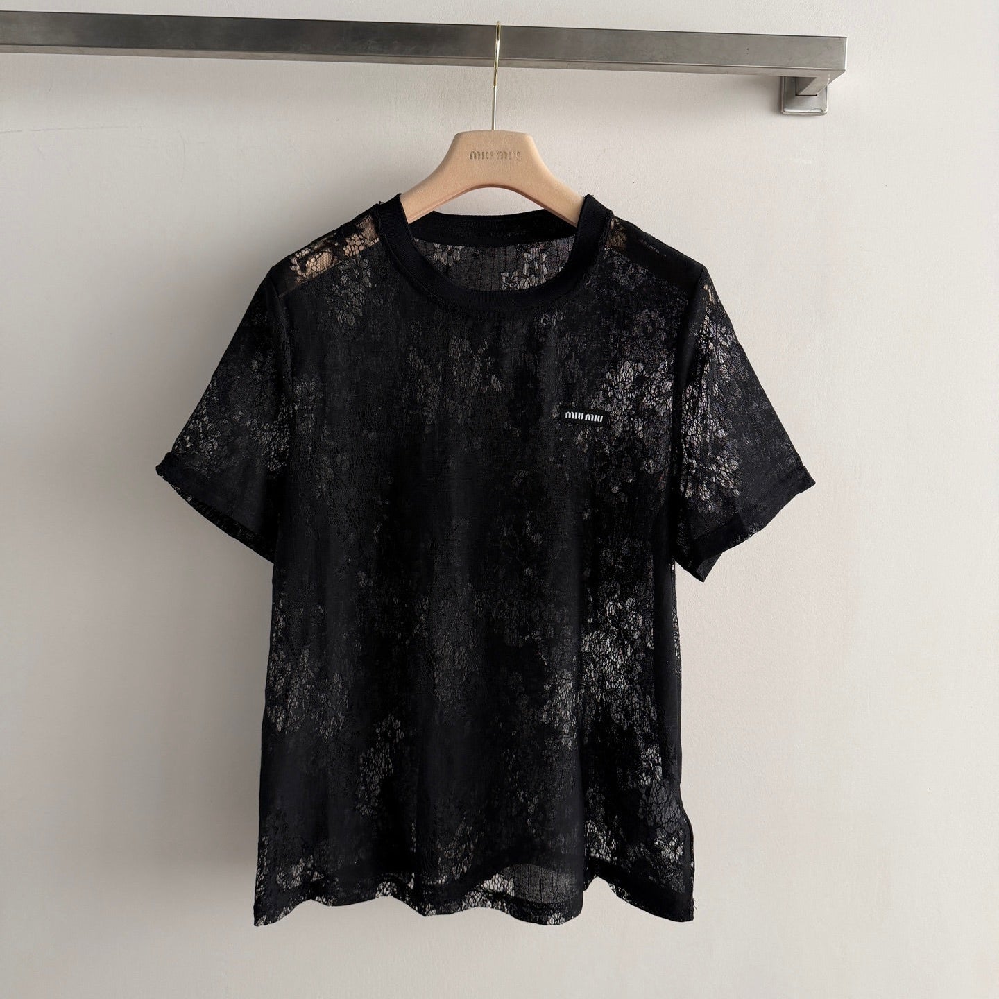 MIUMIU 26S LACE SHORT SLEEVE T-SHIRT 1229