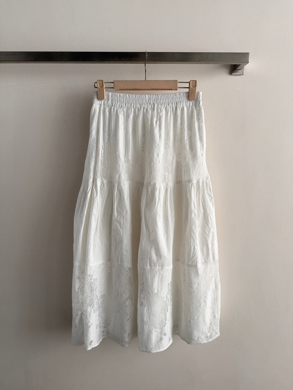 MIUMIU 26S LACE TRIM MIDI SKIRT 1225