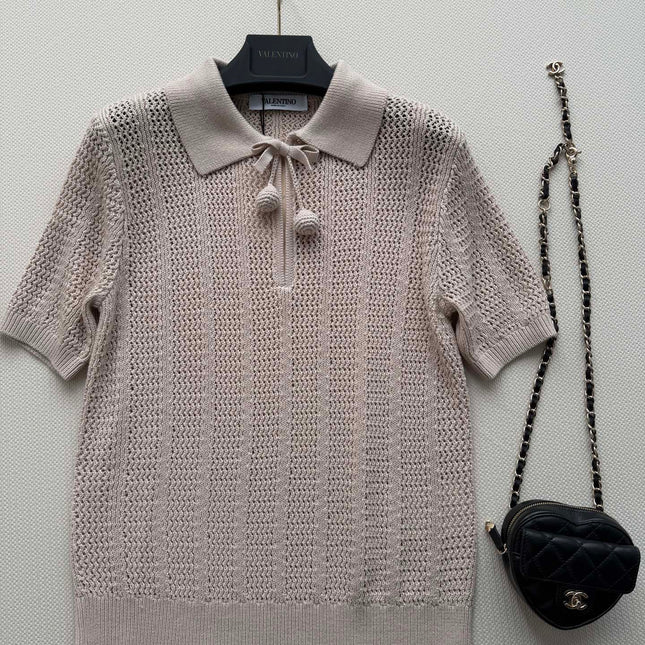 VALENTINO 26S SHORT-SLEEVE KNIT POLO SHIRT 468