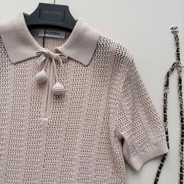 VALENTINO 26S SHORT-SLEEVE KNIT POLO SHIRT 468