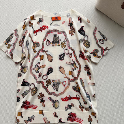 HERMES 26S SHORT-SLEEVE KNIT TOP 680