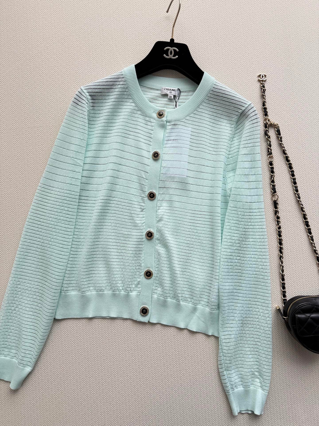 CHANEL 26S MINT KNIT CARDIGAN 1327