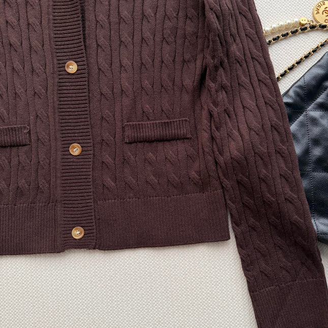 RALPH LAUREN 26S SHAWL-COLLAR CABLE-KNIT CARDIGAN 754