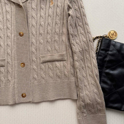 RALPH LAUREN 26S SHAWL-COLLAR CABLE-KNIT CARDIGAN 753