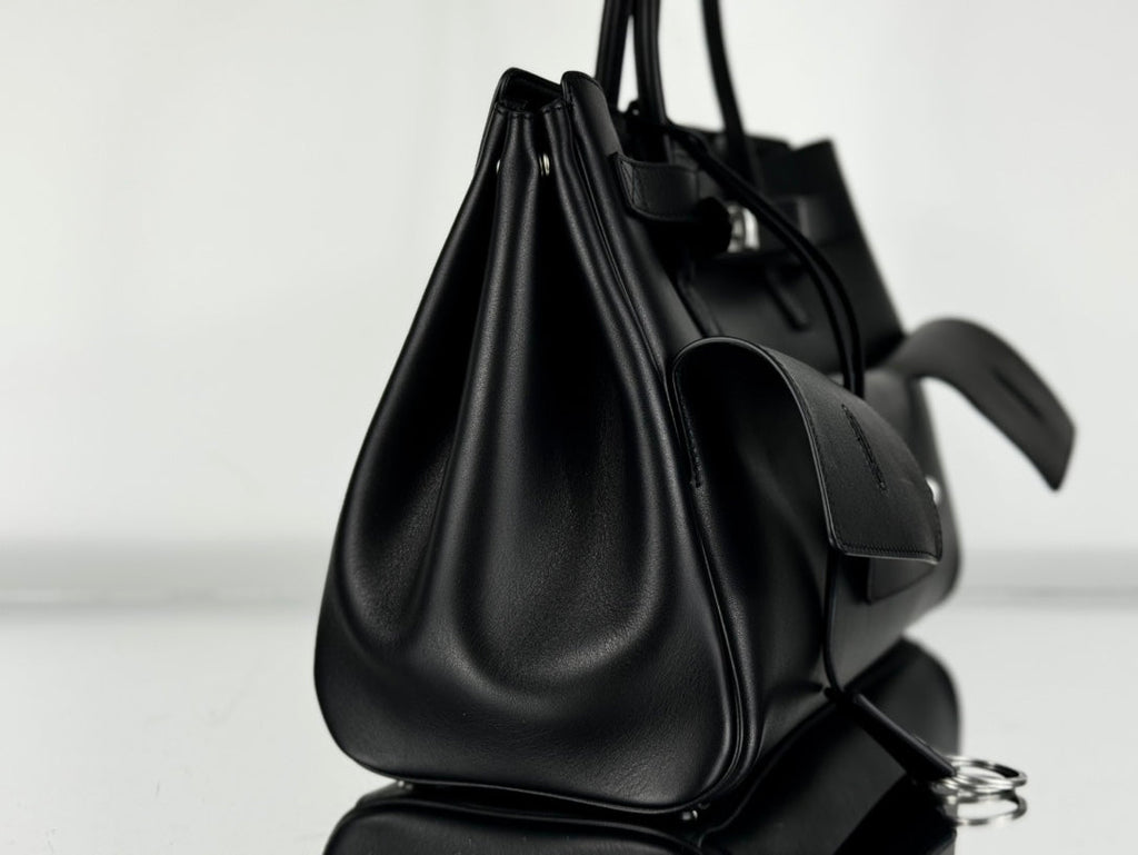 BEL AIR CARRY ALL BAG 37 IN BLACK NAPPA LAMBSKIN SILVER HARDWARE