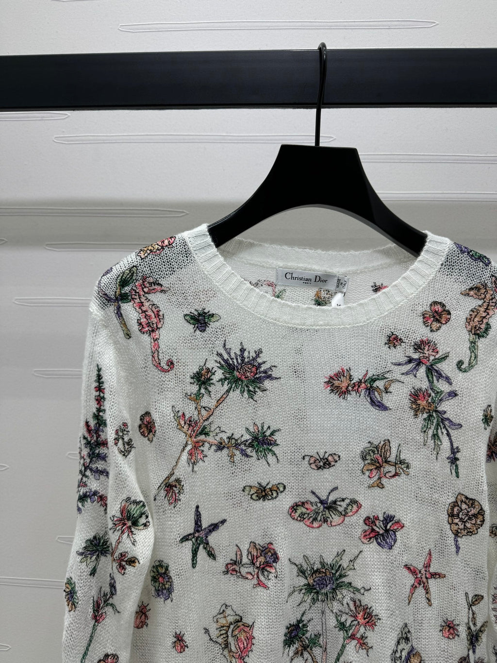 DIOR FLORAL EMBROIDERED KNITTED LONG-SLEEVE TOP 276696