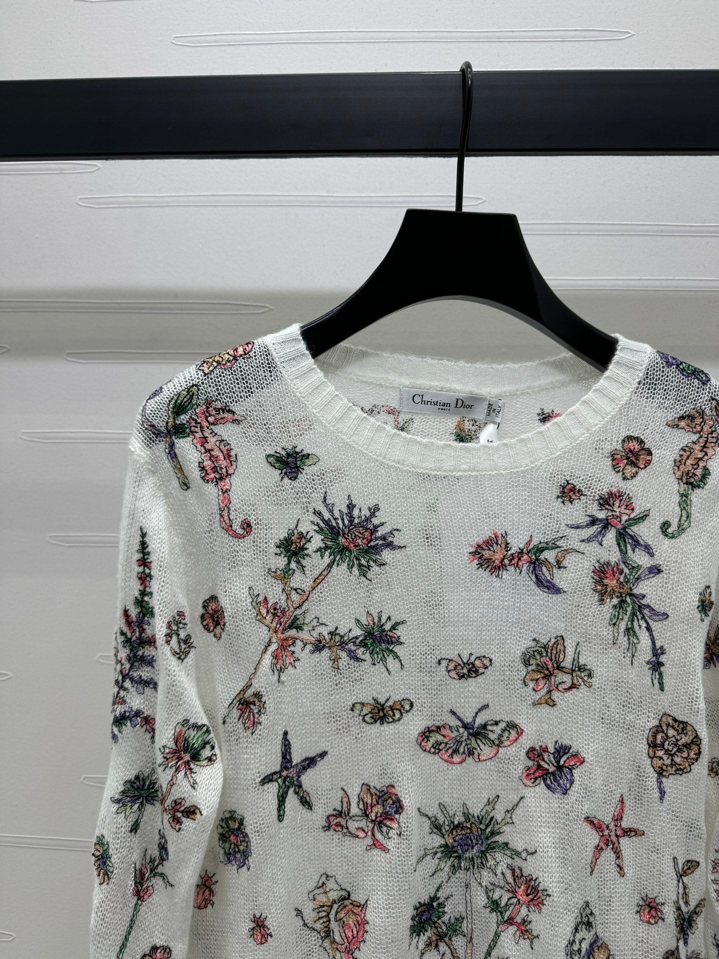 DIOR FLORAL EMBROIDERED KNITTED LONG-SLEEVE TOP 276696