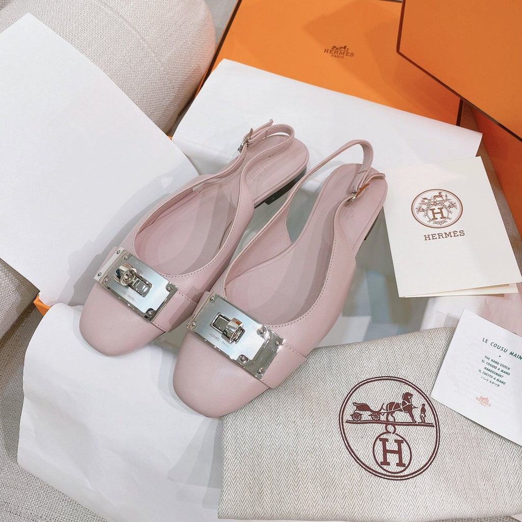HM 26S INNOCENTE SLINGBACK IN LIGHT PINK CALFSKIN SILVER HARDWARE