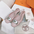 HM 26S INNOCENTE SLINGBACK IN LIGHT PINK CALFSKIN SILVER HARDWARE