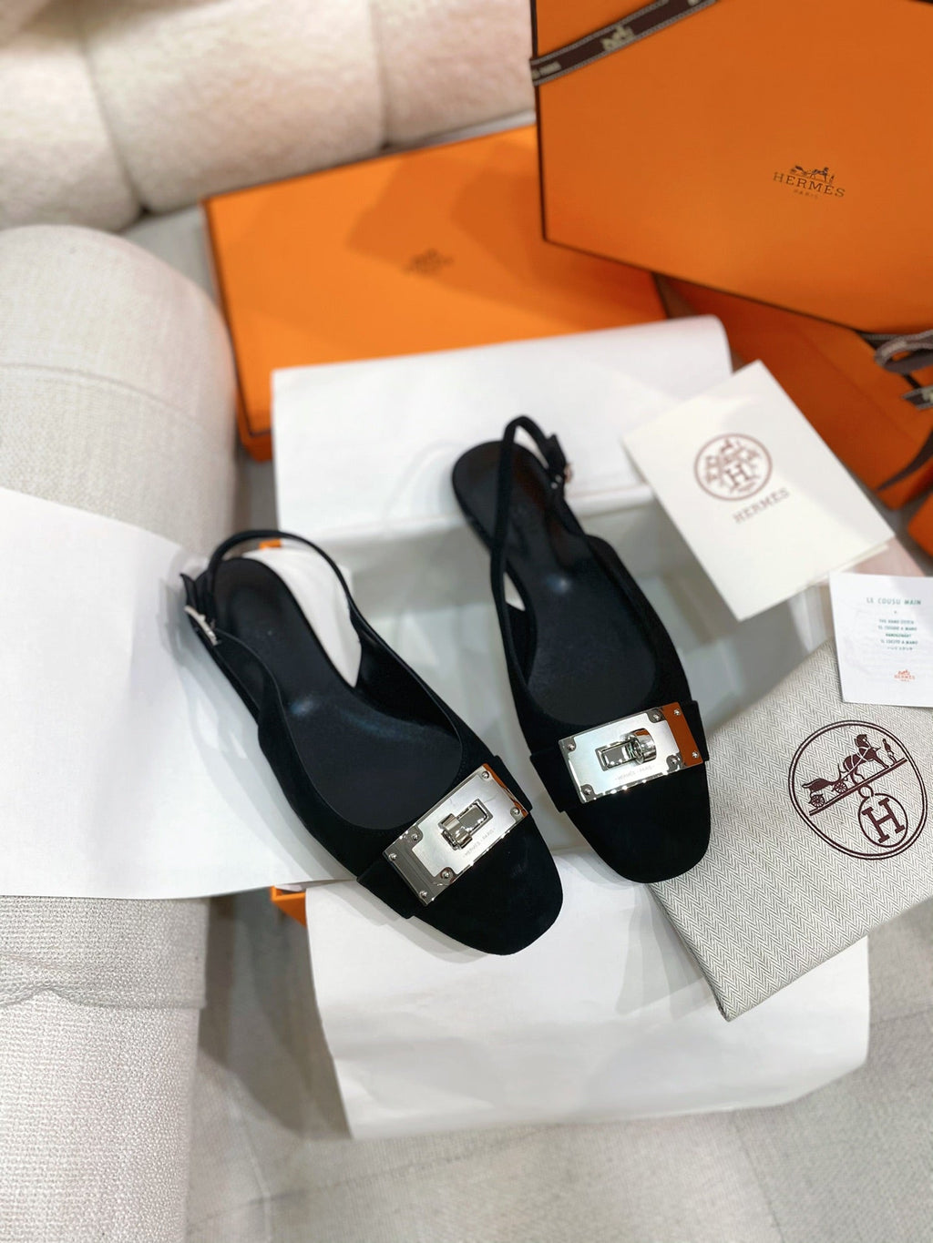 HM 26S INNOCENTE SLINGBACK IN BLACK SUEDE SILVER HARDWARE