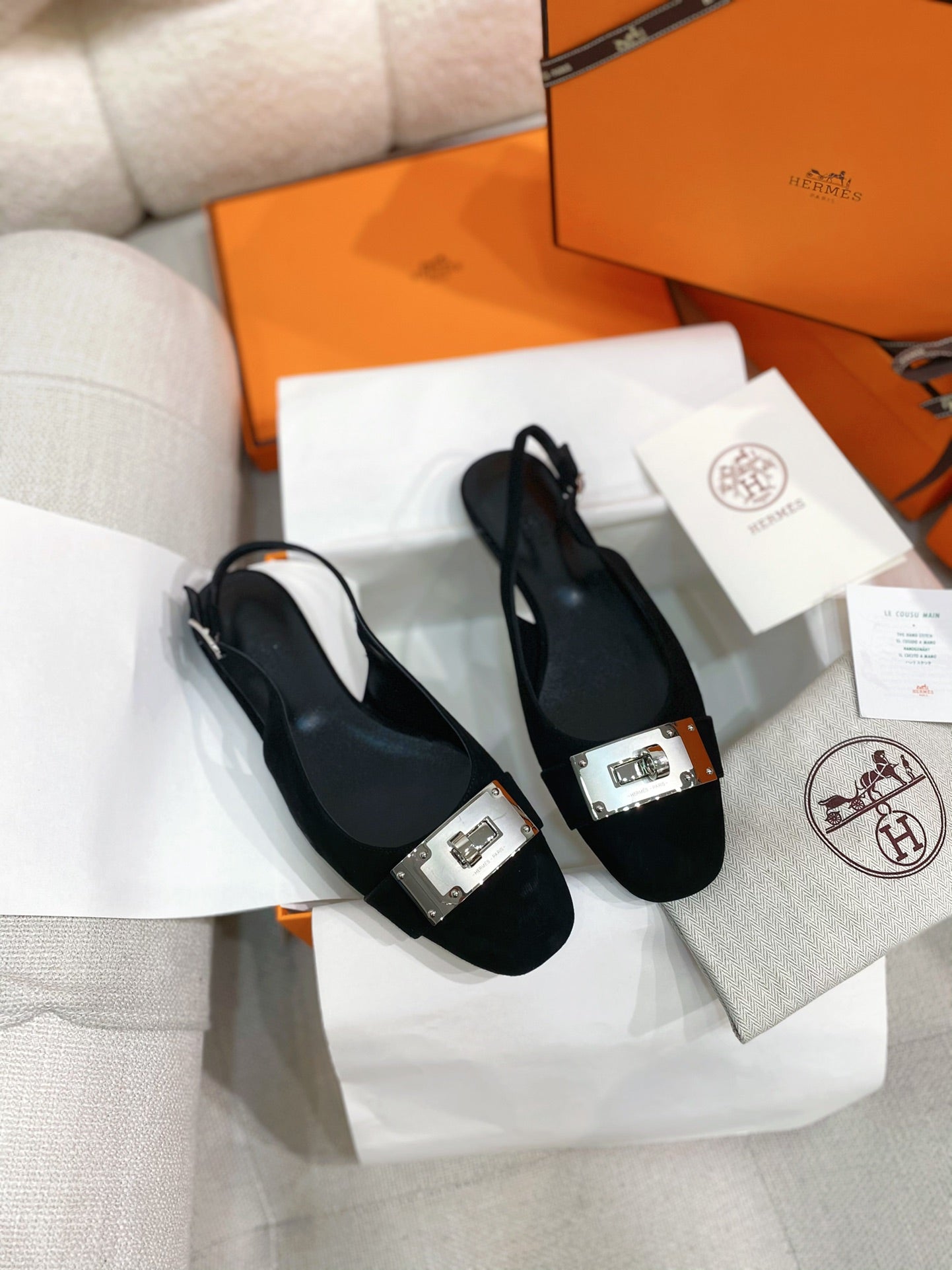 HM 26S INNOCENTE SLINGBACK IN BLACK SUEDE SILVER HARDWARE