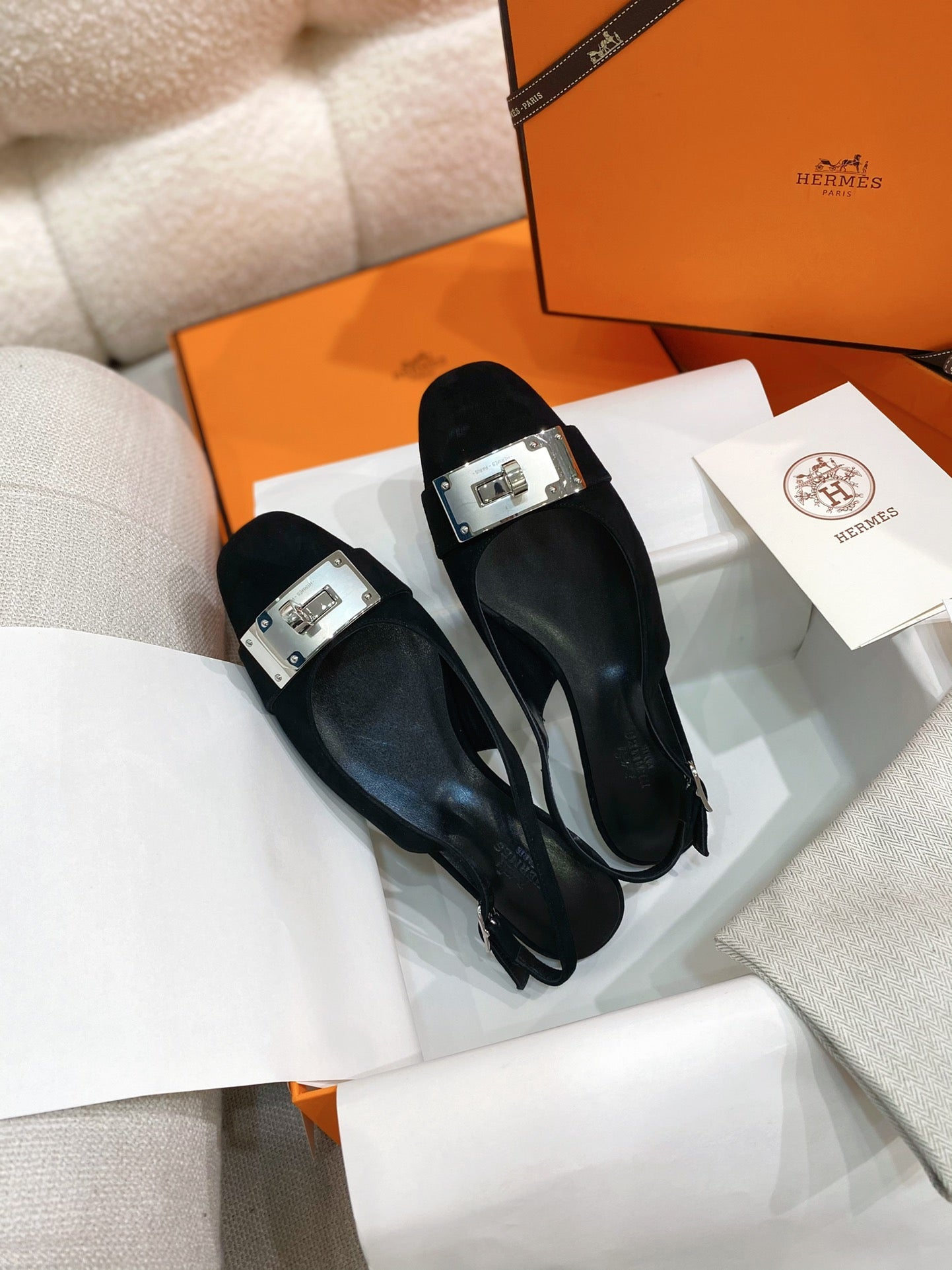 HM 26S INNOCENTE SLINGBACK IN BLACK SUEDE SILVER HARDWARE