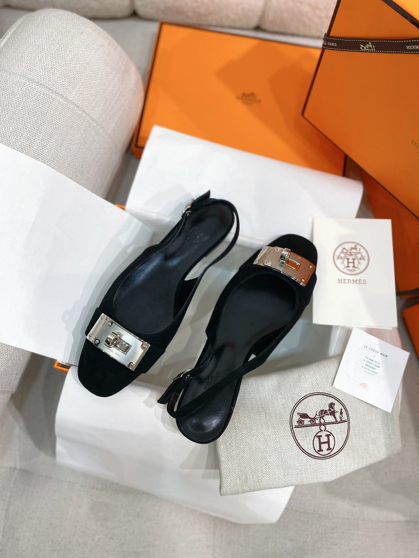HM 26S INNOCENTE SLINGBACK IN BLACK SUEDE SILVER HARDWARE