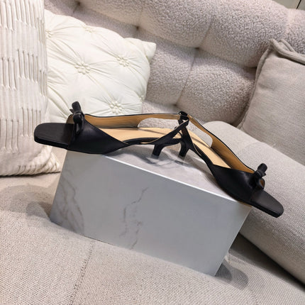 DIOR 26S BOW HEELED SLINGBACK SANDAL 45MM IN BLACK CALFSKIN