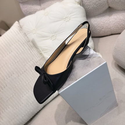DIOR 26S BOW HEELED SLINGBACK SANDAL 45MM IN BLACK CALFSKIN