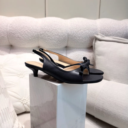 DIOR 26S BOW HEELED SLINGBACK SANDAL 45MM IN BLACK CALFSKIN