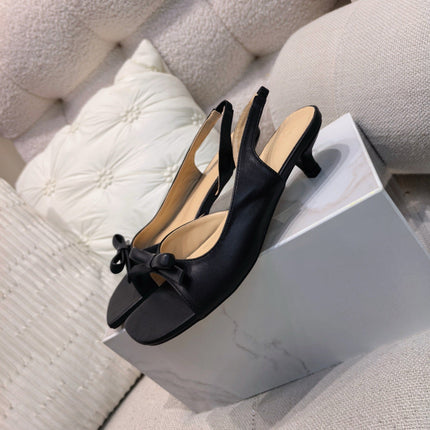 DIOR 26S BOW HEELED SLINGBACK SANDAL 45MM IN BLACK CALFSKIN