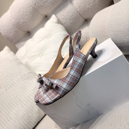 DIOR 26S BOW HEELED SLINGBACK SANDAL 45MM IN PLAID CALFSKIN