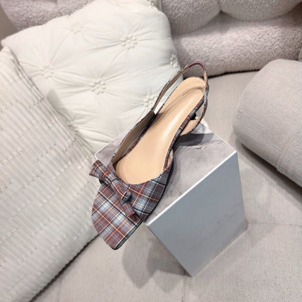 DIOR 26S BOW HEELED SLINGBACK SANDAL 45MM IN PLAID CALFSKIN