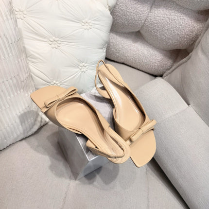 DIOR 26S BOW HEELED SLINGBACK SANDAL 45MM IN DARK BEIGE CALFSKIN