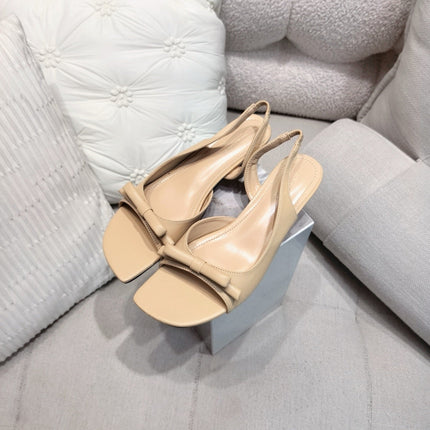 DIOR 26S BOW HEELED SLINGBACK SANDAL 45MM IN DARK BEIGE CALFSKIN