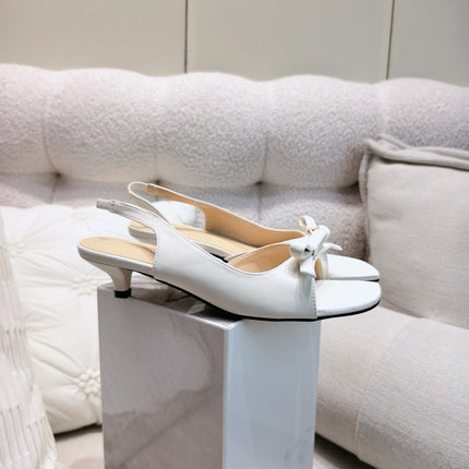 DIOR 26S BOW HEELED SLINGBACK SANDAL 45MM IN IVORY WHITE CALFSKIN