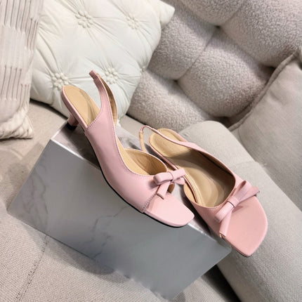 DIOR 26S BOW HEELED SLINGBACK SANDAL 45MM IN PINK CALFSKIN