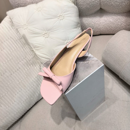 DIOR 26S BOW HEELED SLINGBACK SANDAL 45MM IN PINK CALFSKIN