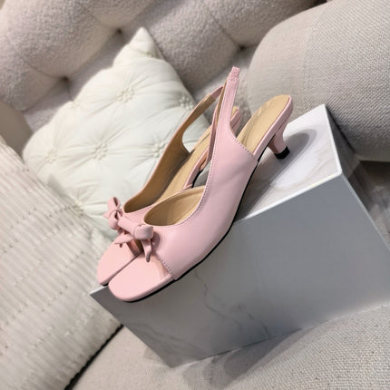 DIOR 26S BOW HEELED SLINGBACK SANDAL 45MM IN PINK CALFSKIN