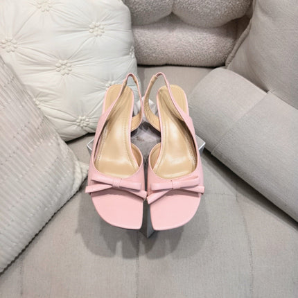 DIOR 26S BOW HEELED SLINGBACK SANDAL 45MM IN PINK CALFSKIN