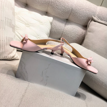 DIOR 26S BOW HEELED SLINGBACK SANDAL 45MM IN PINK CALFSKIN