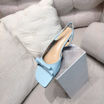 DIOR 26S BOW HEELED SLINGBACK SANDAL 45MM IN SKY BLUE CALFSKIN