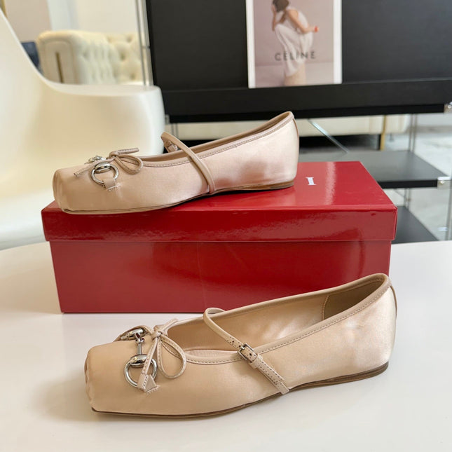 GG BALLET FLAT CREAM SILK