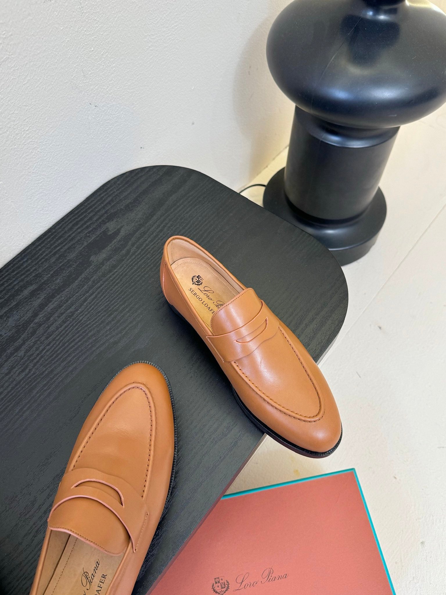LOAFERS IN CINNAMON BROWN LAMBSKIN