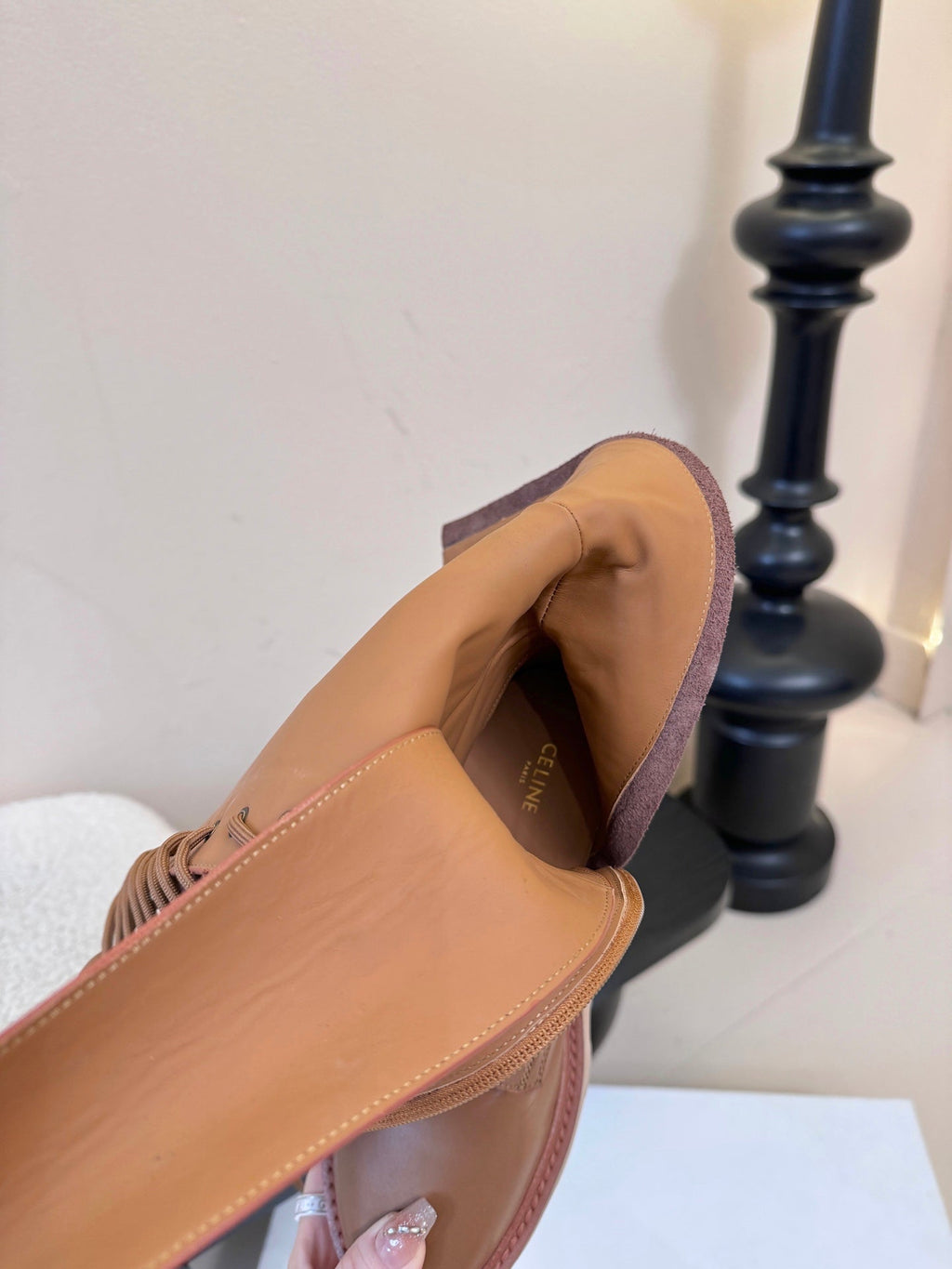 CELINE 26S LACE-UP HIGH-TOP BOOTS 45 MM IN BROWN CALFSKIN